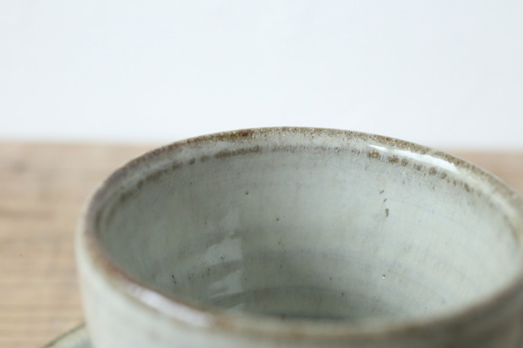 平山元康】糠釉胴しぼりコーヒー碗皿
